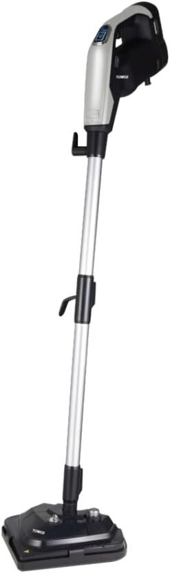 Tower T134001PL TSM12 Multi-Functional 12-in-1 Steam Mop with 12 Accessories. Detachable Handheld Function. Detachable Water Tanks. Black & Platinum