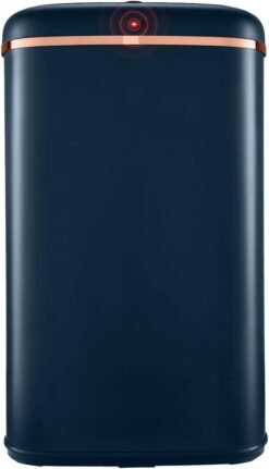 Tower T838010MNB Cavaletto Square Sensor Bin. 58L. Midnight Blue and Rose Gold