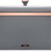 Tower Cavaletto Bread Bin with Removable Lid. Large Capacity. Durable Steel Body. Grey and Rose Gold