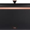 Tower Cavaletto Bread Bin with Removable Lid. Large Capacity. Durable Steel Body. Black and Rose Gold