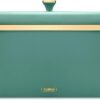 Tower Cavaletto Bread Bin with Removable Lid. Large Capacity. Durable Steel Body. Jade Green and Gold