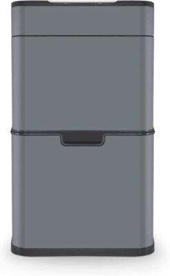 Tower T938021GRY Ozone Recycling Sensor Bin. 50L. Complete Recycling System. Hands Free Opening. Carbon Filter. Grey
