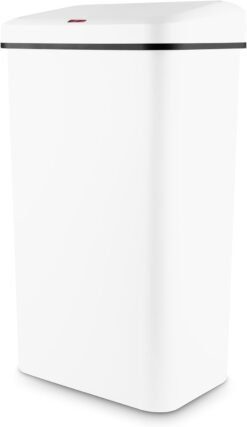 Tower Rectangular Sensor Bin with Bin Liner Retainer Ring. 50L. White