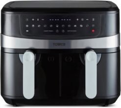 Tower T17088 Vortx 9L Dual Basket Air Fryer with Smart Finish. 2600W. Black