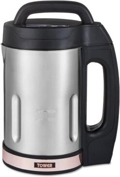 Tower T12031RG Soup & Smoothie Maker with Intelligent Control System and Stainless Steel Jug and Blade. 1000W. 1.6 Litre. Stainless Steel & Rose Gold