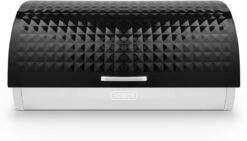 Tower Solitaire Roll Top Bread Bin. Stainless Steel. Black