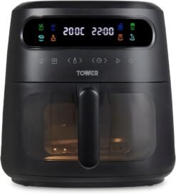 Tower. T17123. Vortx Vizion 7.5L Air Fryer with Colour Digital Display. Digital Control Panel & 7 One-Touch Pre-sets. 1900W. Black