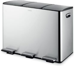 Tower Recycling Pedal Bin. Three 15L Compartments with Removable Inner Buckets. Carbon Steel Body. 45L. Stainless Steel​