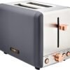 Tower T20036RGG Cavaletto 2-Slice Toaster with Defrost/Reheat. Stainless Steel. 850 W. Grey and Rose Gold