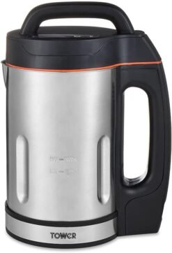 Tower T12031 Soup & Smoothie Maker with Intelligent Control System and Stainless Steel Jug and Blade. 1000W. 1.6 Litre. Stainless Steel