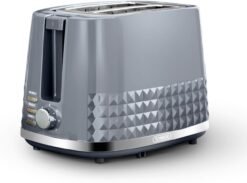 Tower T20082GRY Solitaire 2 Slice Toaster. Browning Control. 850W. Grey with Chrome Accents