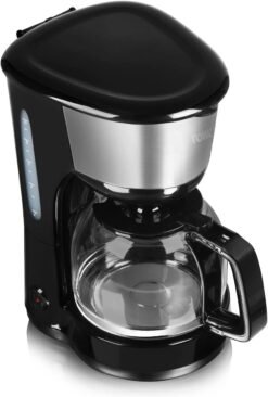 Tower T13001 Filter Coffee Machine. 10 Cup Serving with Keep Warm Function and Water Gauge. 1.25L. 1000W. Black & Silver