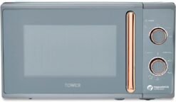 Tower T24038RGG Cavaletto Manual Microwave with 5 Power Levels & 35 Minute Timer. 800W. 20L. Grey & Rose Gold