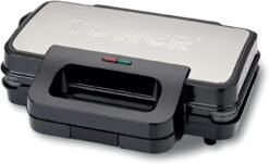 Tower T27031 Deep Filled Sandwich Maker with Non-Stick Coated Plate and Automatic Temperature Control. 900W. Stainless Steel