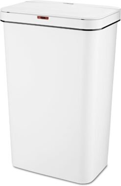 Tower T838005W Sensor Bin with Retainer Ring. Battery-Operated. 50L. White
