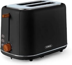 Tower T20027BLK Scandi 2 Slice Toaster with Adjustable Browning Control. Centring Function. 800W. Black