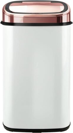 Tower T80904RW Kitchen Bin with Sensor Lid. Automatic Soft-Close. Manual Override. 58 Litre. White and Rose Gold