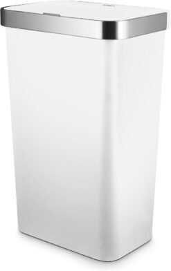 Tower Rectangular ABS Sensor Bin with Bin Liner Retainer Ring. 50L. White