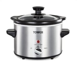 Tower T16020 Infinity Compact Slow Cooker with Keep Warm Function. 1.5L. 120W. Stainless Steel