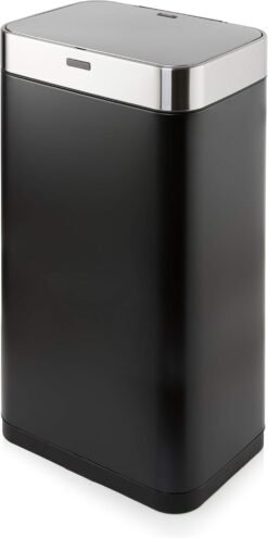 Tower T838001B Square Sensor Bin with Fingerprint Proof Coated Exterior. Large 75L. Hands Free Opening. Black