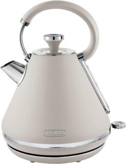 Tower T10044MSH Cavaletto Pyramid Kettle with Fast Boil. Detachable Filter. 1.7L. 3000 W. Latte and Chrome Accents