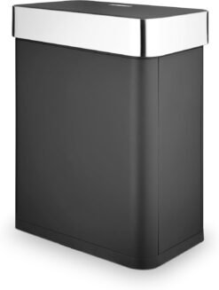 Tower Compact Sensor Bin. Large 60L. Hands Free Opening. Automatic Close. Retaining Ring. Black