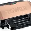 Tower T27031RG Deep Filled Sandwich Maker with Non-Stick Coated Plate and Automatic Temperature Control. 900W. Rose Gold