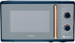 Tower T24038MNB Cavaletto Manual Microwave with 5 Power Levels and 35 Minute Timer. 800W. 20L. Midnight Blue & Rose Gold