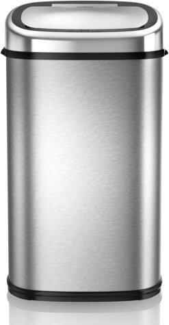 TOWER T80901 Stainless Steel Bin with Sensor - Automatic with Soft-Close Function. Manual Opening Option. 58 L. Silver