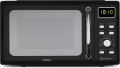Tower T24041BLK Digital Microwave with Sleek Mirror Door. 800W. 20L. Black & Chrome