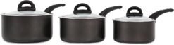 Tower T80302 Cerasure 3 Piece Saucepan Set with Non-Stick Coating. Suitable for All Hob Types Including Induction. 16/18/20cm. Graphite