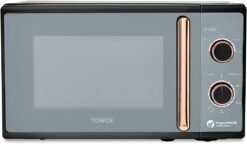 Tower T24038RG Cavaletto Manual Microwave with 5 Power Levels & 35 Minute Timer. 800W. 20L. Black & Rose Gold