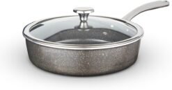 Tower Cerastone Pro 28cm Forged Aluminium Multi-Pan with Tempered Glass Lid. Non-Stick Coating. Graphite