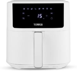 Tower T17169WHT Vortx Air Fryer with Digital Control Panel. 8 Pre-Set Cooking Functions. 1700W. 6L. White