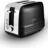 Tower. T20080BLK. Ash 2-Slice Toaster with 7 Browning Levels. Defrost/Reheat/Cancel. 925W. Black & Chrome