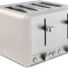 Tower T20051MSH Cavaletto 4-Slice Toaster with Defrost/Reheat. Stainless Steel. 1800W. Latte with Chrome Accents