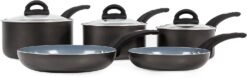 Tower T80303 Cerasure 5 Piece Pan Set with Non-Stick Coating. Suitable for all Hob Types Including Induction. Graphite