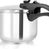 Tower T80244 6L/22cm Pressure Cooker with Steamer Basket. Stainless Steel. Silver