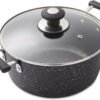 Tower Precision 24cm Non-Stick Forged Aluminium Stock Pot Diamond Coating. Soft Grip Handles. Black