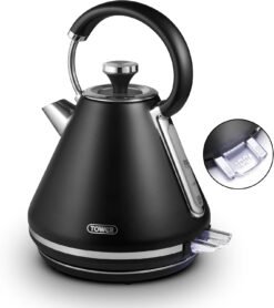 Tower T10087BLK Mirage Kettle with Digital Control Panel. Variable Temperature Function. Rapid Boil Technology. Viewing Window. Removable Filter. 3kW. 1.7L. Black & Chrome
