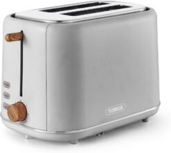 Tower T20027GRY Scandi 2 Slice Toaster with Adjustable Browning Control. Centring Function. 800W. Dove Grey