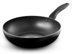 Tower T700316 SmartStart Gourmet 28cm Aluminium Wok with Easy Clean Aeroglide Non-Stick. Long Lasting. Induction Compatible. Oven Safe. PFOA Free. Black