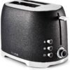 Tower Glitz T20029 2 Slice Metal Toaster with Adjustable Browning Control. Defrost and Reheat Settings. Black