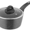 Tower T81218 Cerastone Induction Saucepan. Non Stick Ceramic Coating. Easy to Clean. Dishwasher Safe. Graphite. 20 cm