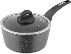 Tower T81218 Cerastone Induction Saucepan. Non Stick Ceramic Coating. Easy to Clean. Dishwasher Safe. Graphite. 20 cm