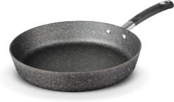 Tower Precision 30cm Stone Coated Frying Pan with Black Diamond PTFE Non-Stick Coating. Soft Grip Handle. Black