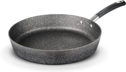 Tower Precision 32cm Stone Coated Frying Pan with Black Diamond PTFE Non-Stick Coating. Soft Grip Handle. Black