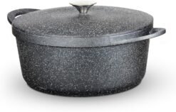 Tower Precision Casserole Pot with Aluminium Lid. Lightweight Cast Aluminium. 28cm. Black. T900192