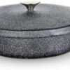 Tower T900191 Shallow Casserole Dish with Aluminium Lid. Lightweight Cast Aluminium. 28cm. Black. Graphite
